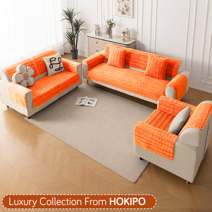 Premium Plush Anti Slip Sofa Cover Mat, Orange