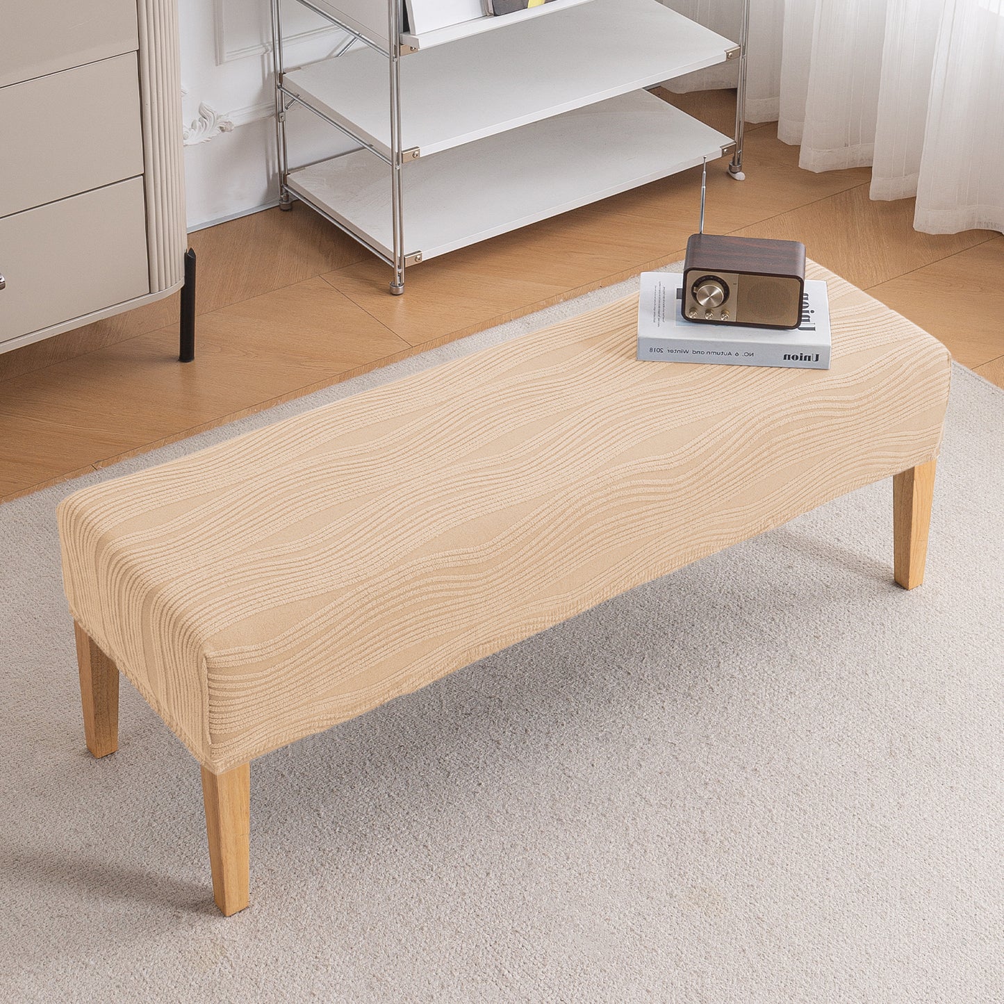 Nestiva Series 200gsm Knitting Jacquard Bench Cover - Blush Beige
