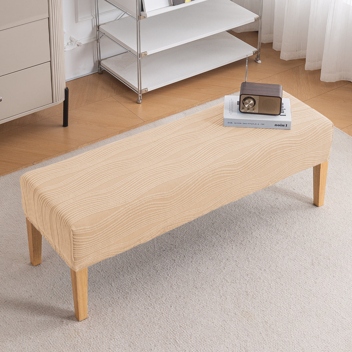 Nestiva Series 200gsm Knitting Jacquard Bench Cover - Blush Beige
