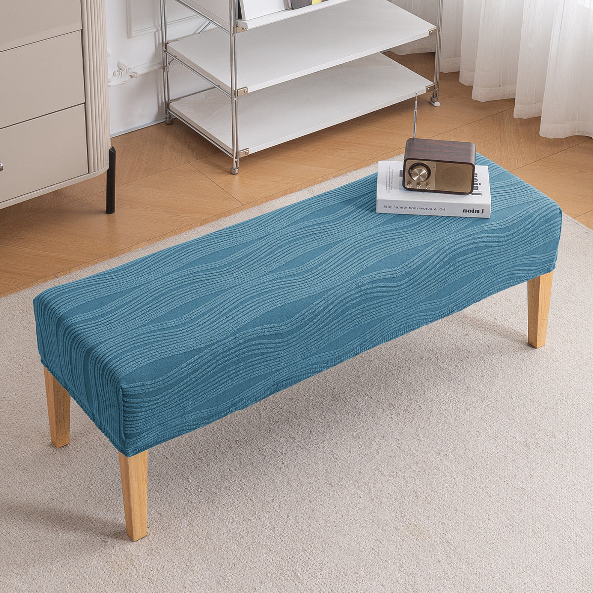Nestiva Series 200gsm Knitting Jacquard Bench Cover - Sea Blue