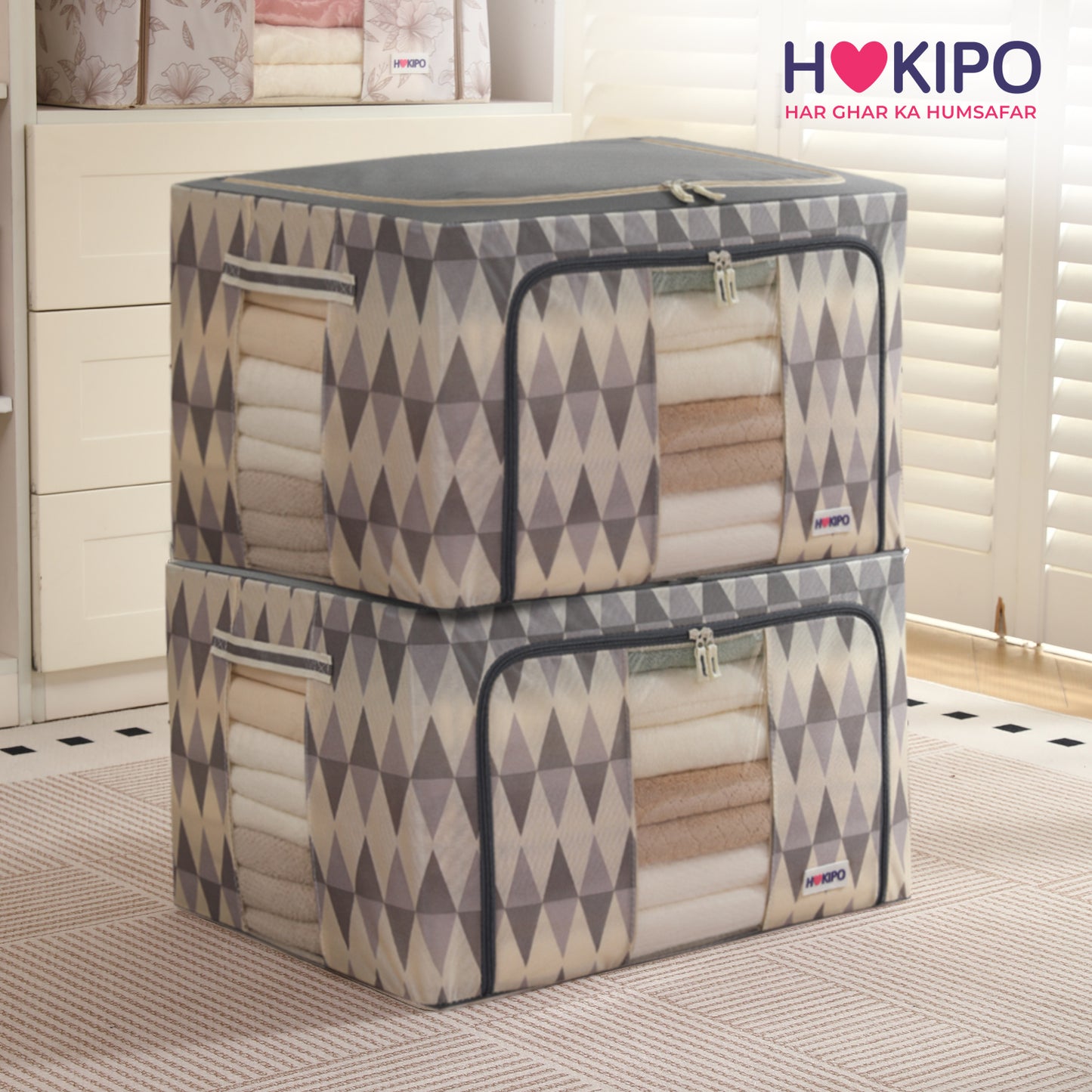 Folding Cloth Storage Box and Organizer for Wardrobe - Ash Mirage