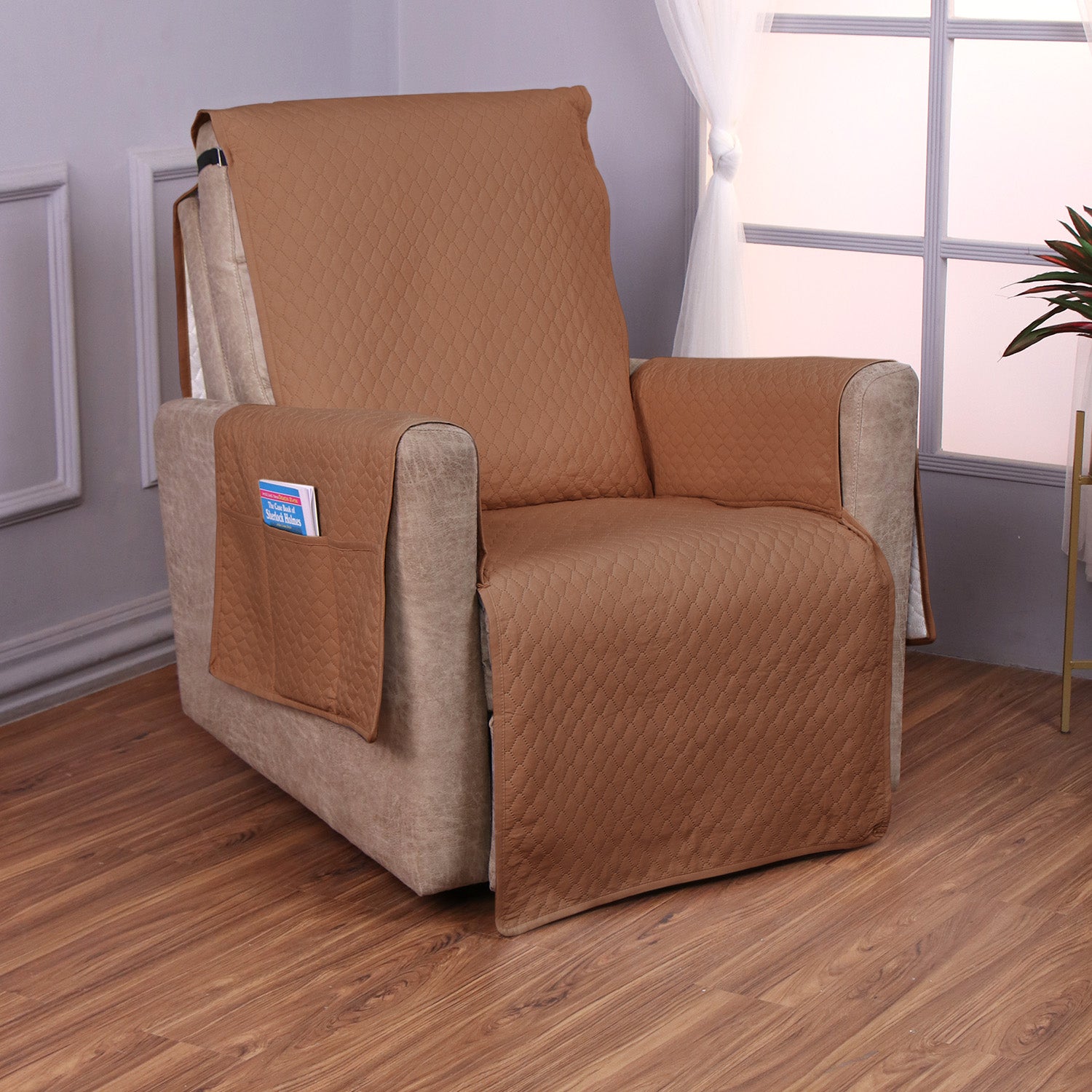 Quilted Recliner Mats for 1 Seater Recliner Sofa, Brown