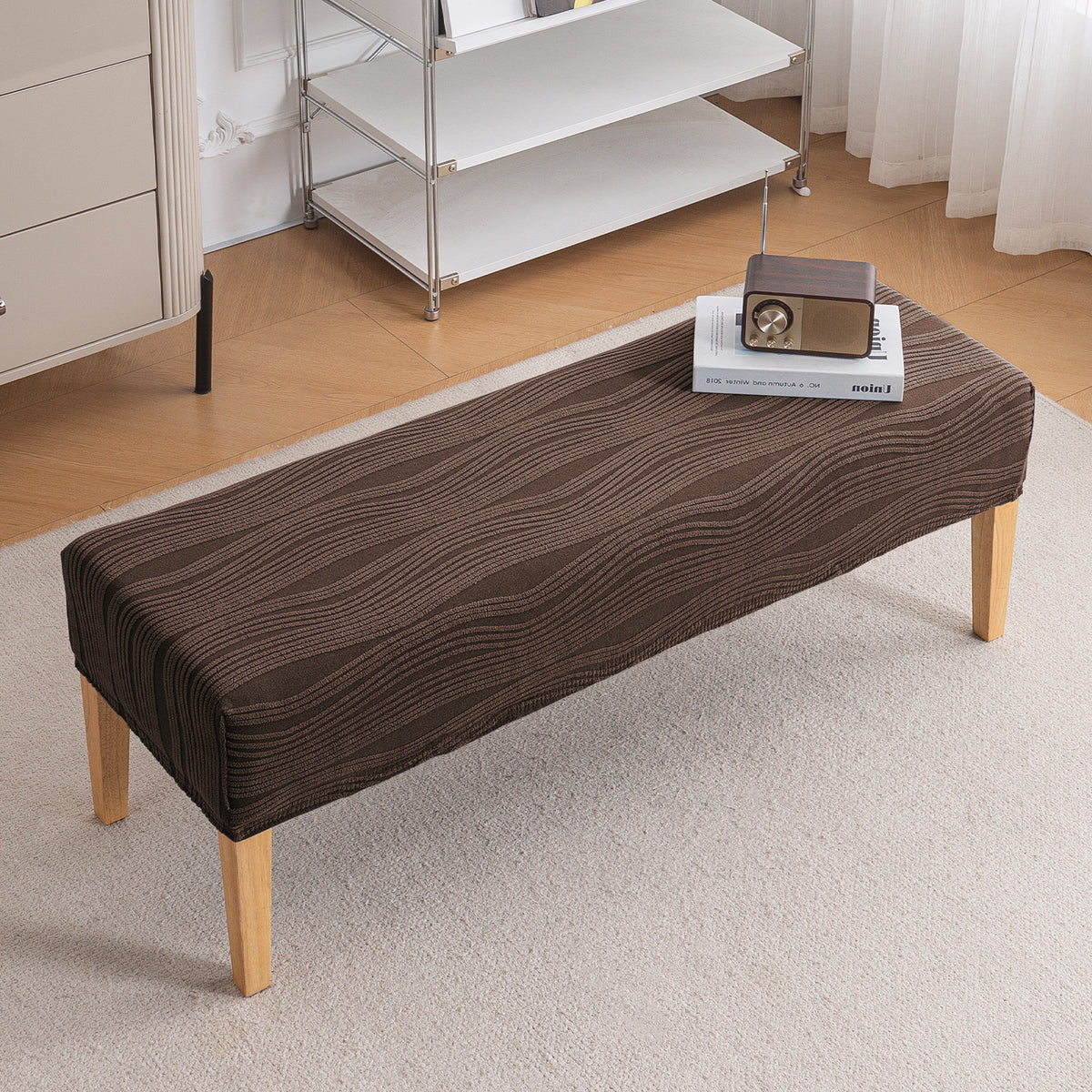 Nestiva Series 200gsm Knitting Jacquard Bench Cover - Chocolate Brown