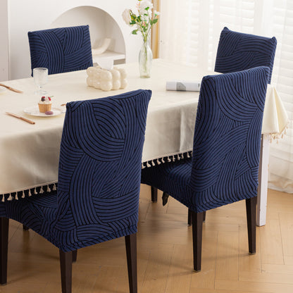 WaveLine Series 180 GSM Jacquard Chair Cover Set of 1/2/4/6, Royal Blue