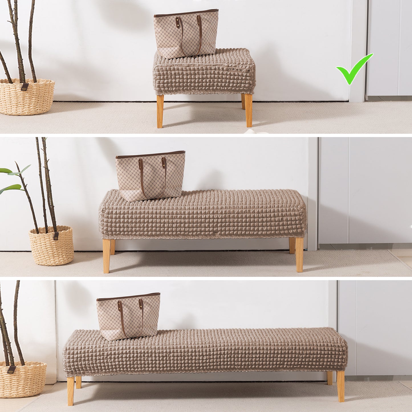 Aria Nova 280 GSM Bubble Stretchable Foot Rest Stool Cover, Mocha Brown