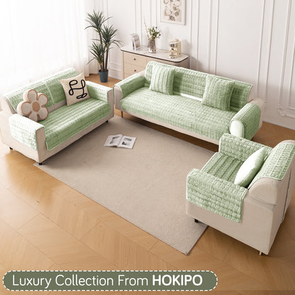 Premium Plush Anti Slip Sofa Cover Mat, Pastel Green