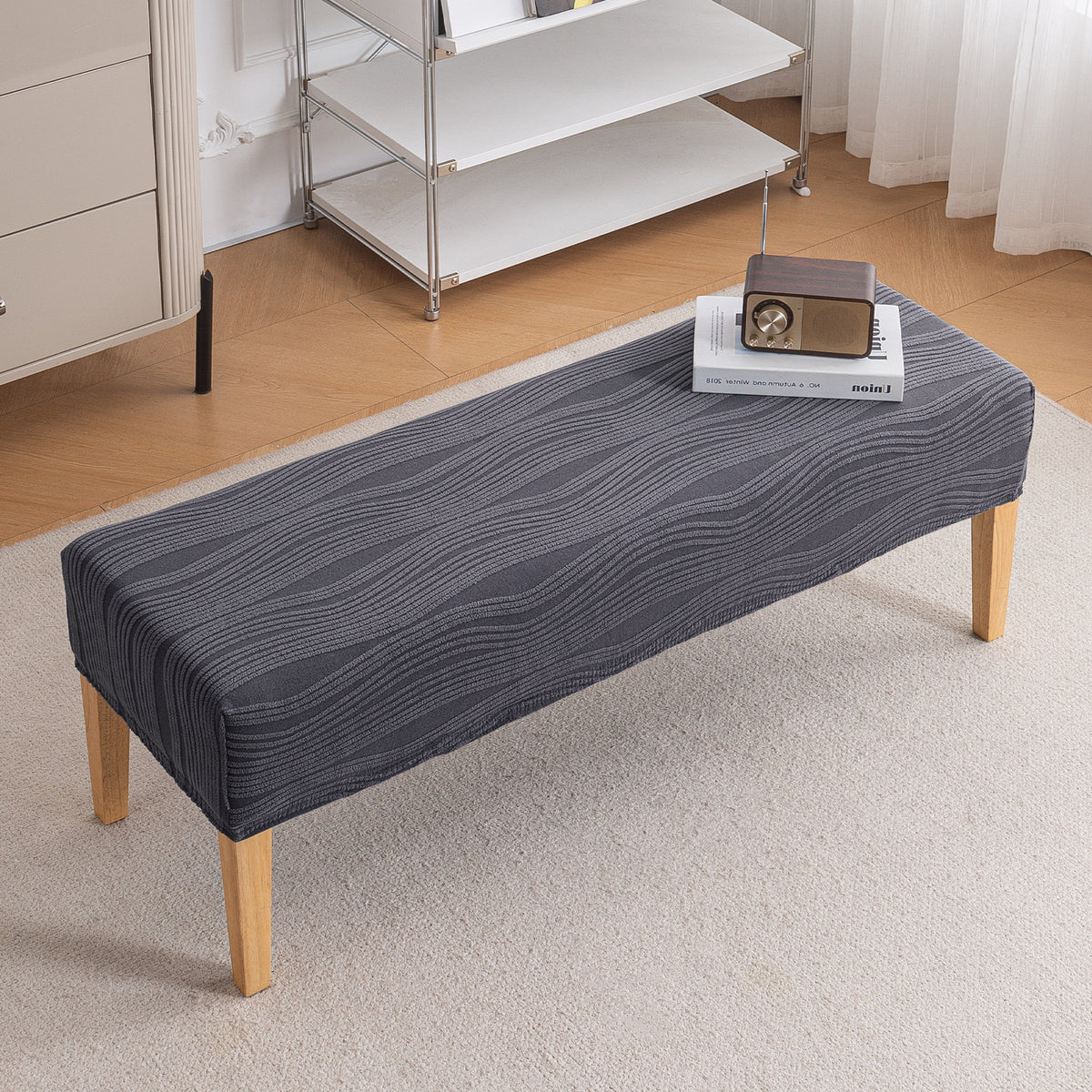 Nestiva Series 200gsm Knitting Jacquard Bench Cover - Porpoise Grey