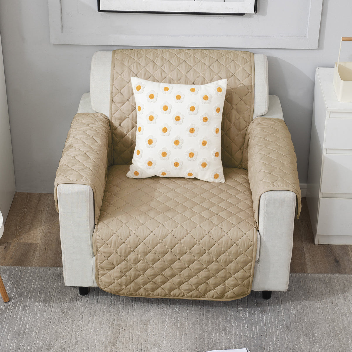 Beige premium sofa chair covers