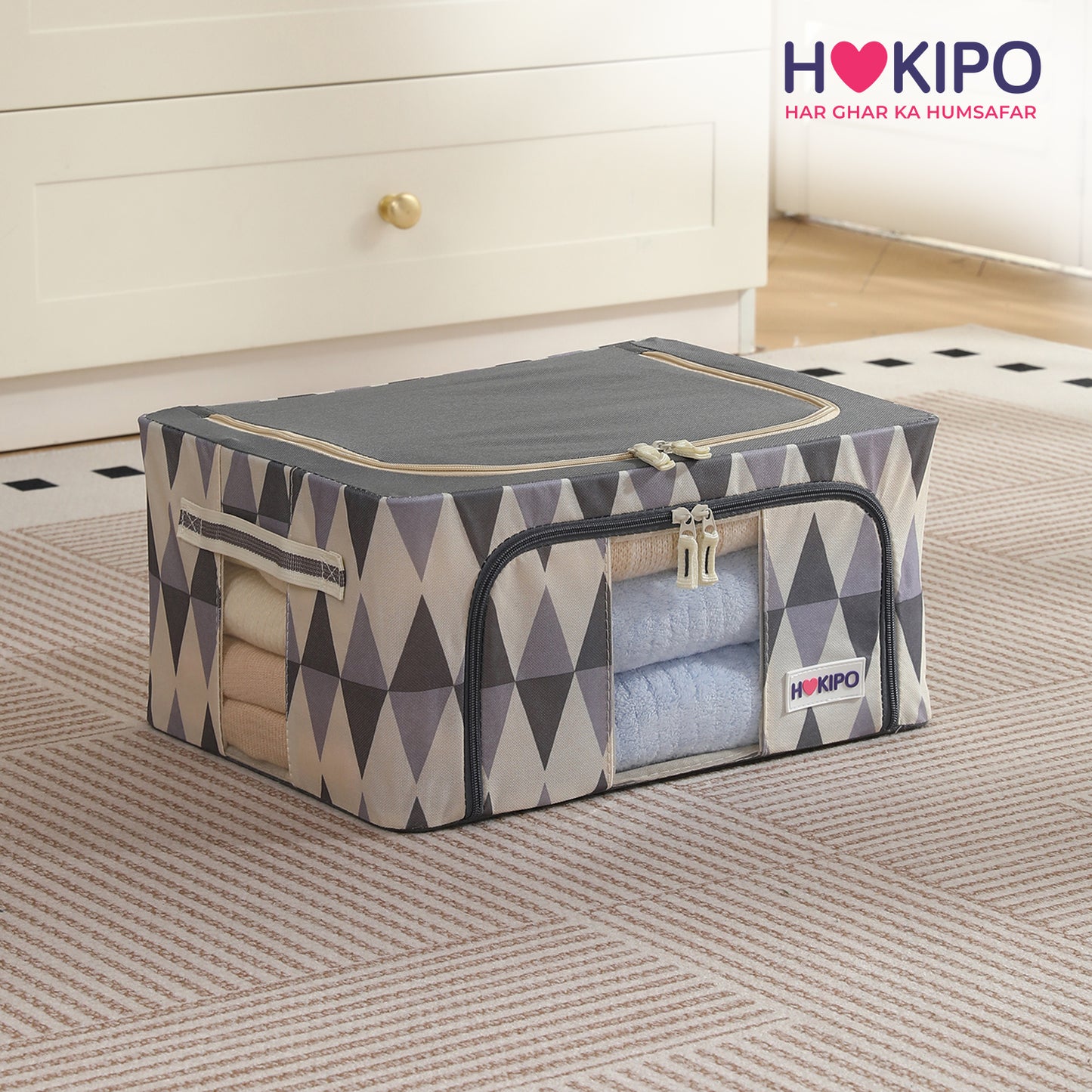 Folding Cloth Storage Box and Organizer for Wardrobe - Ash Mirage