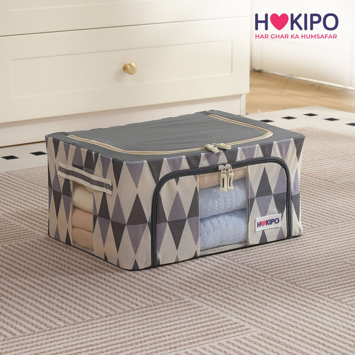 Folding Cloth Storage Box and Organizer for Wardrobe - Ash Mirage