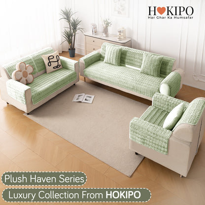 'Plush Haven' Premium Anti Slip Sofa Cover Mat, Pastel Green
