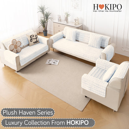 'Plush Haven' Premium Anti Slip Sofa Cover Mat, White