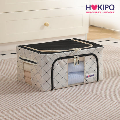 Folding Cloth Storage Box and Organizer for Wardrobe - Ivory Noir
