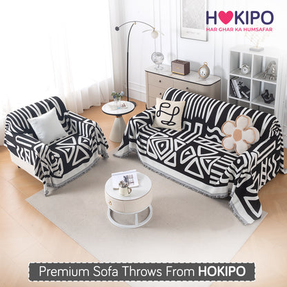 Buy Black Colour Urban Tribe Chenille Sofa Throw for 2+1 Sofa Sets | HOKIPO
