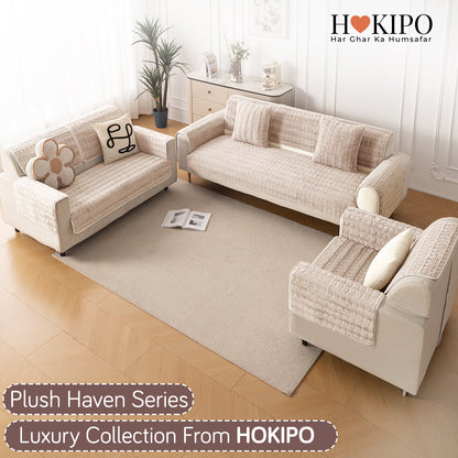 'Plush Haven' Premium Anti Slip Sofa Cover Mat, Beige