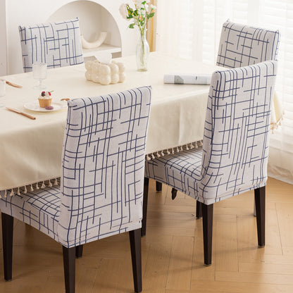 'Crossline Series' 180 GSM Jacquard Chair Cover Set 1/2/4/6, Navy Blue