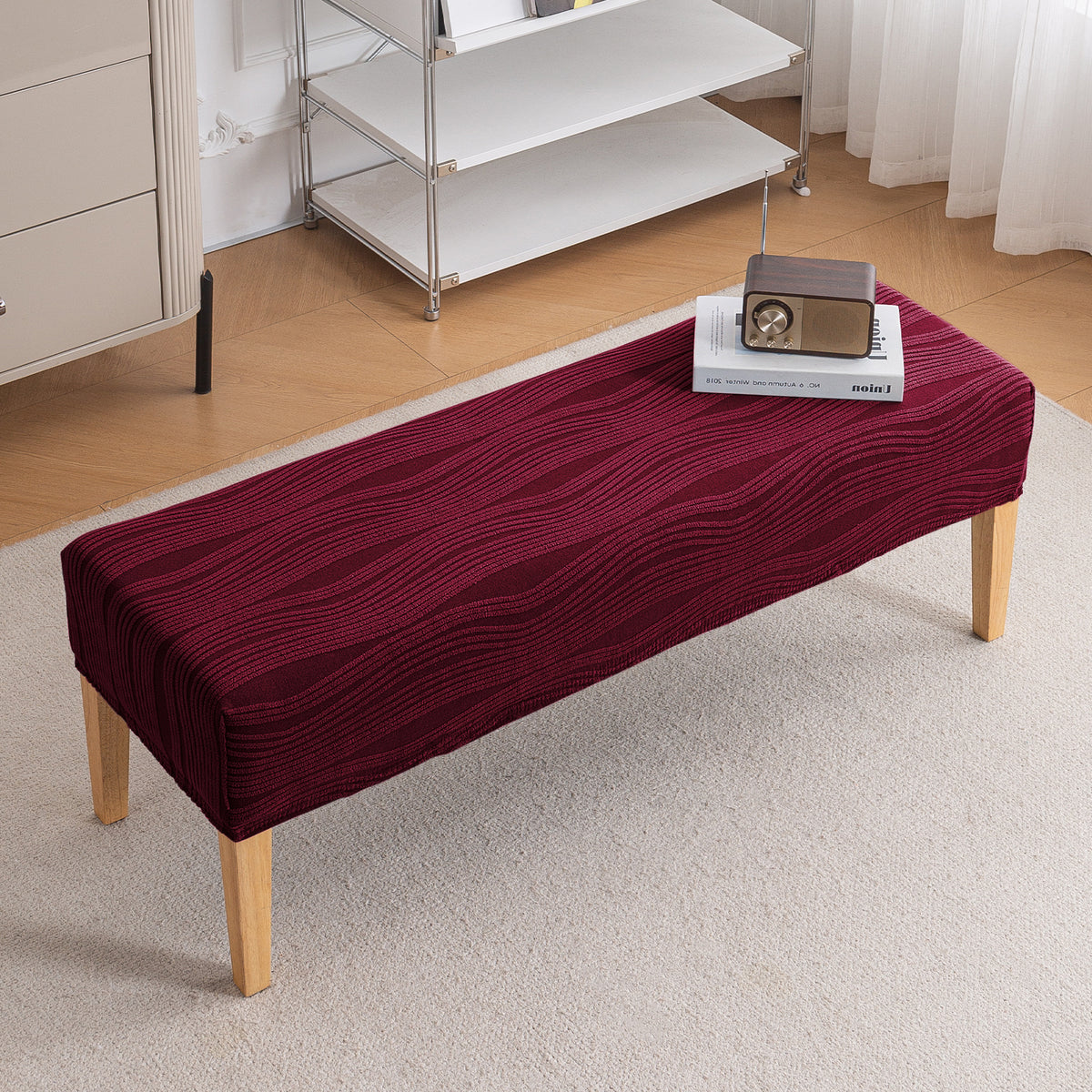 Nestiva Series 200gsm Knitting Jacquard Bench Cover - Burgundy
