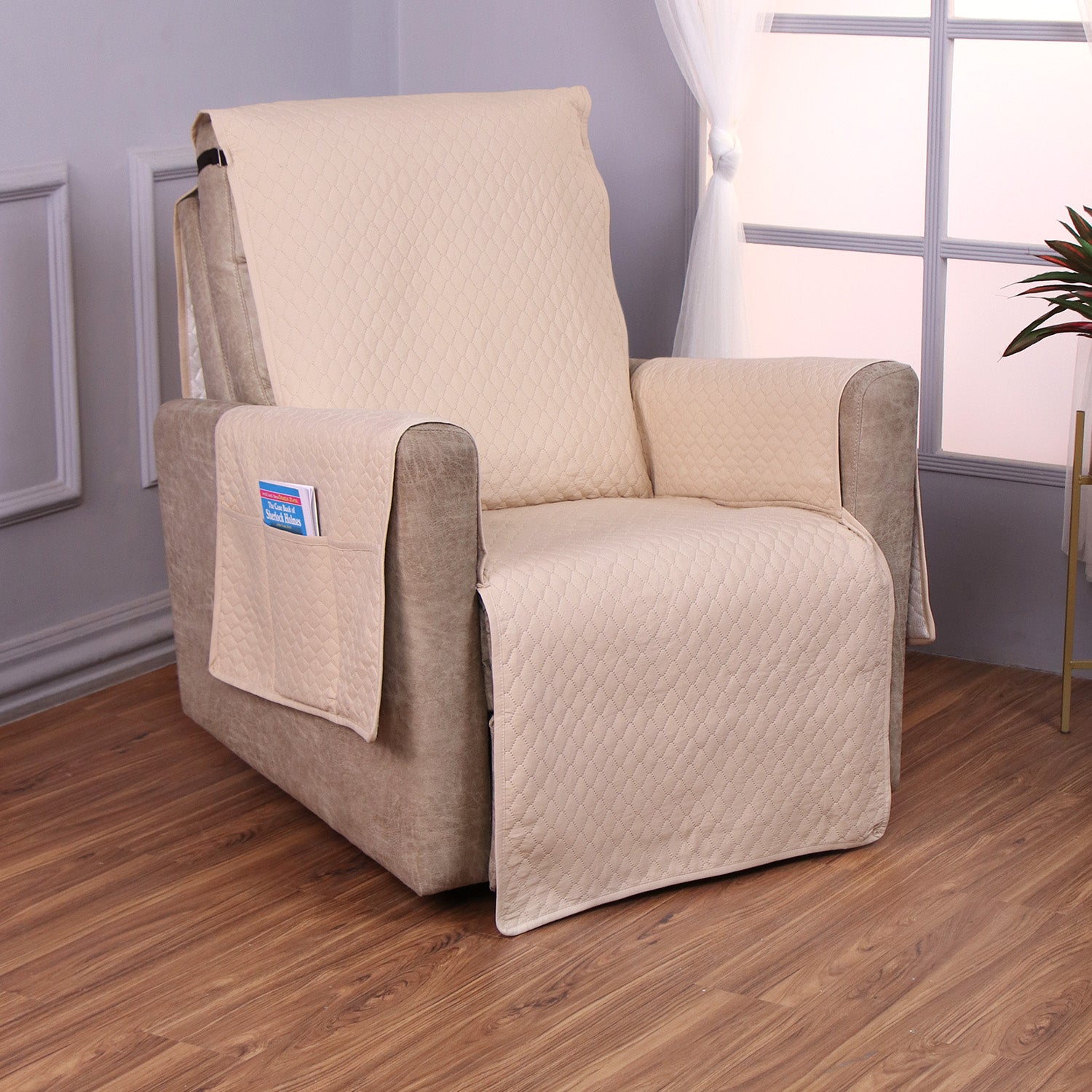 Quilted Recliner Mats for 1 Seater Recliner Sofa, Beige