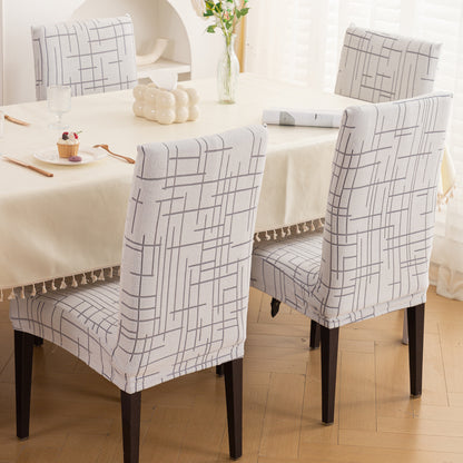 'Crossline Series' 180 GSM Jacquard Chair Cover Set 1/2/4/6, Light Grey