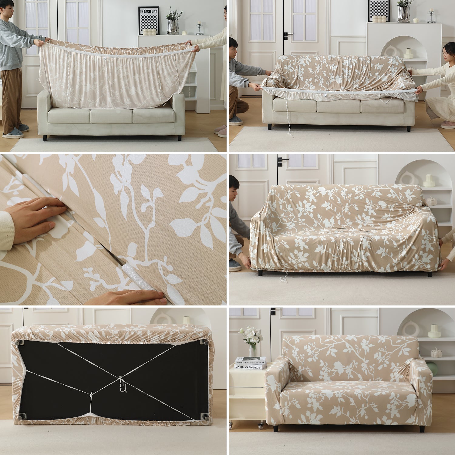 Guide on how to put an elastic sofa cover
