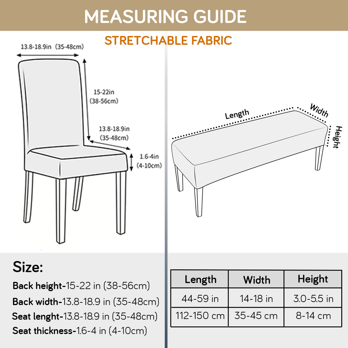 Premium Velvet Cover Set for 4 Dining Chairs + 1 Dining Bench, Buttercream Magnolia Whisper