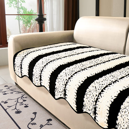 Luxury Wavy Plush Anti-Slip Sofa Cover Mats - Black