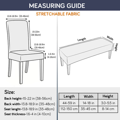 Premium Velvet Cover Set for 4 Dining Chairs + 1 Dining Bench, Indigo Moroccan Charm