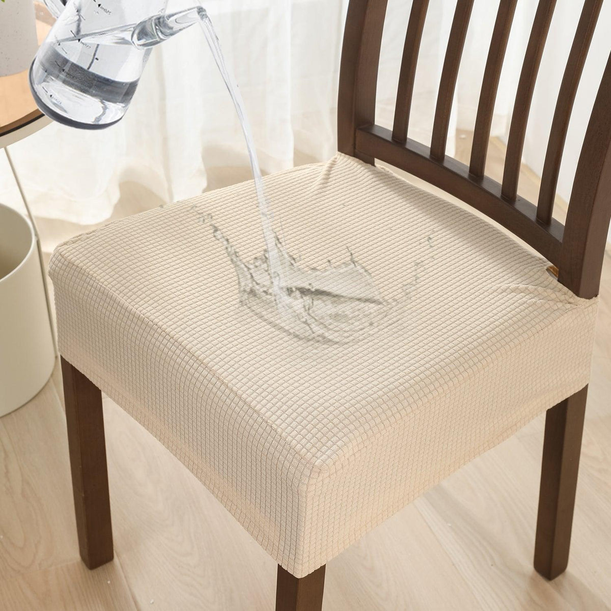 100% Waterproof Jacquard Dining Chair Seat Cushion Cover, Beige - HOKIPO | Har Ghar ka Humsafar