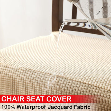 100% Waterproof Jacquard Dining Chair Seat Cushion Cover, Beige - HOKIPO | Har Ghar ka Humsafar