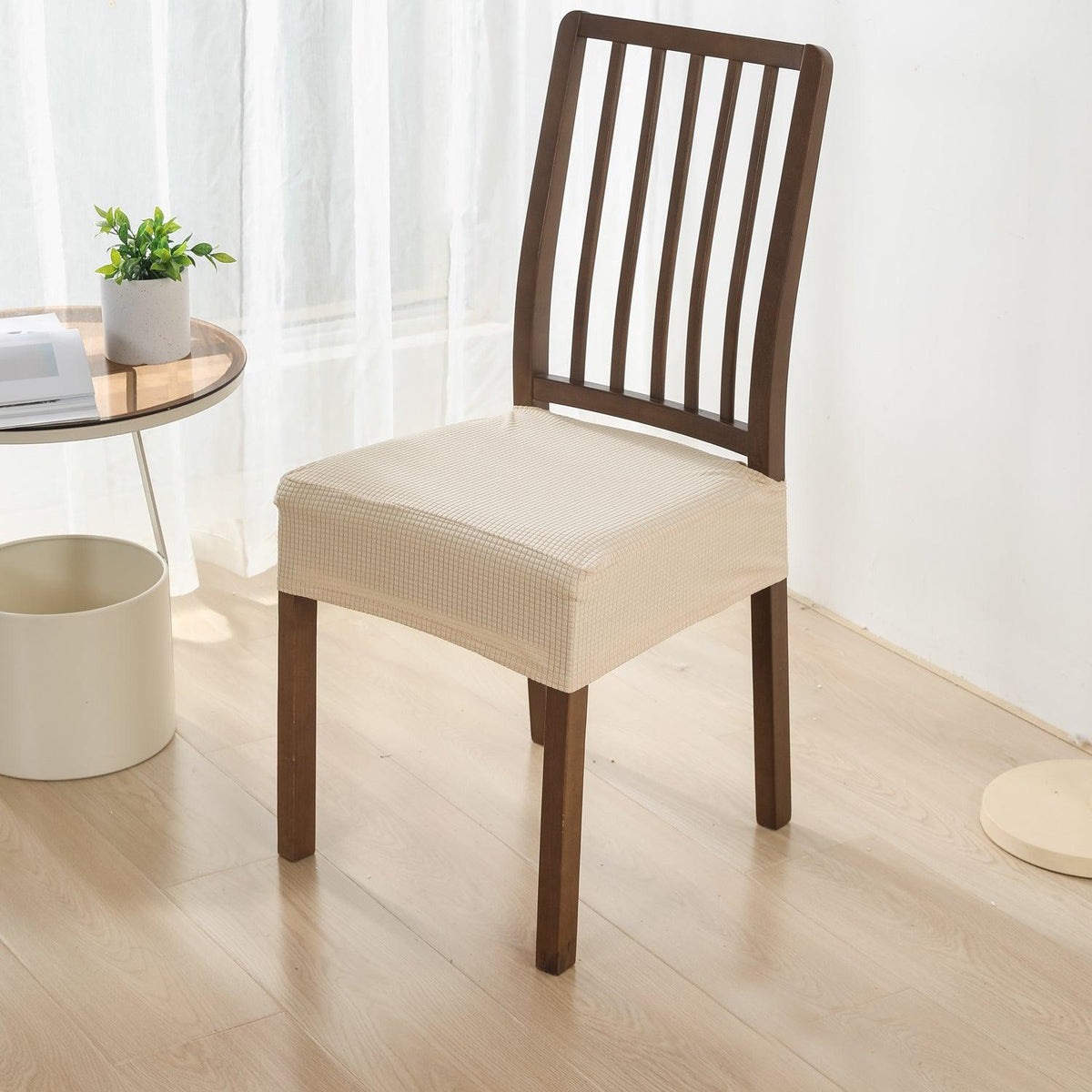 Dining Chair Covers, Cushion Covers Beige - HOKIPO | Har Ghar ka Humsafar
