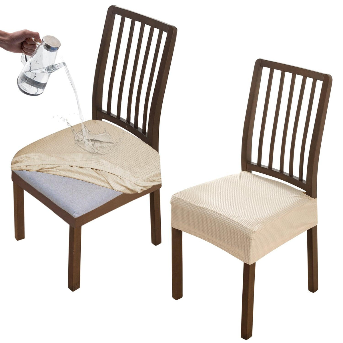 100% Waterproof Jacquard Dining Chair Seat Cushion Cover, Beige - HOKIPO | Har Ghar ka Humsafar