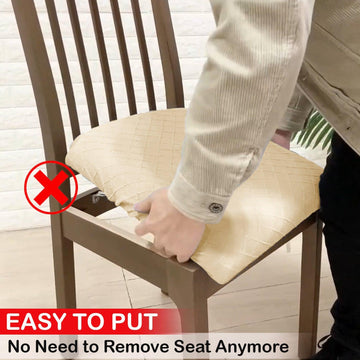 100% Waterproof Jacquard Dining Chair Seat Cushion Cover, Beige - HOKIPO | Har Ghar ka Humsafar