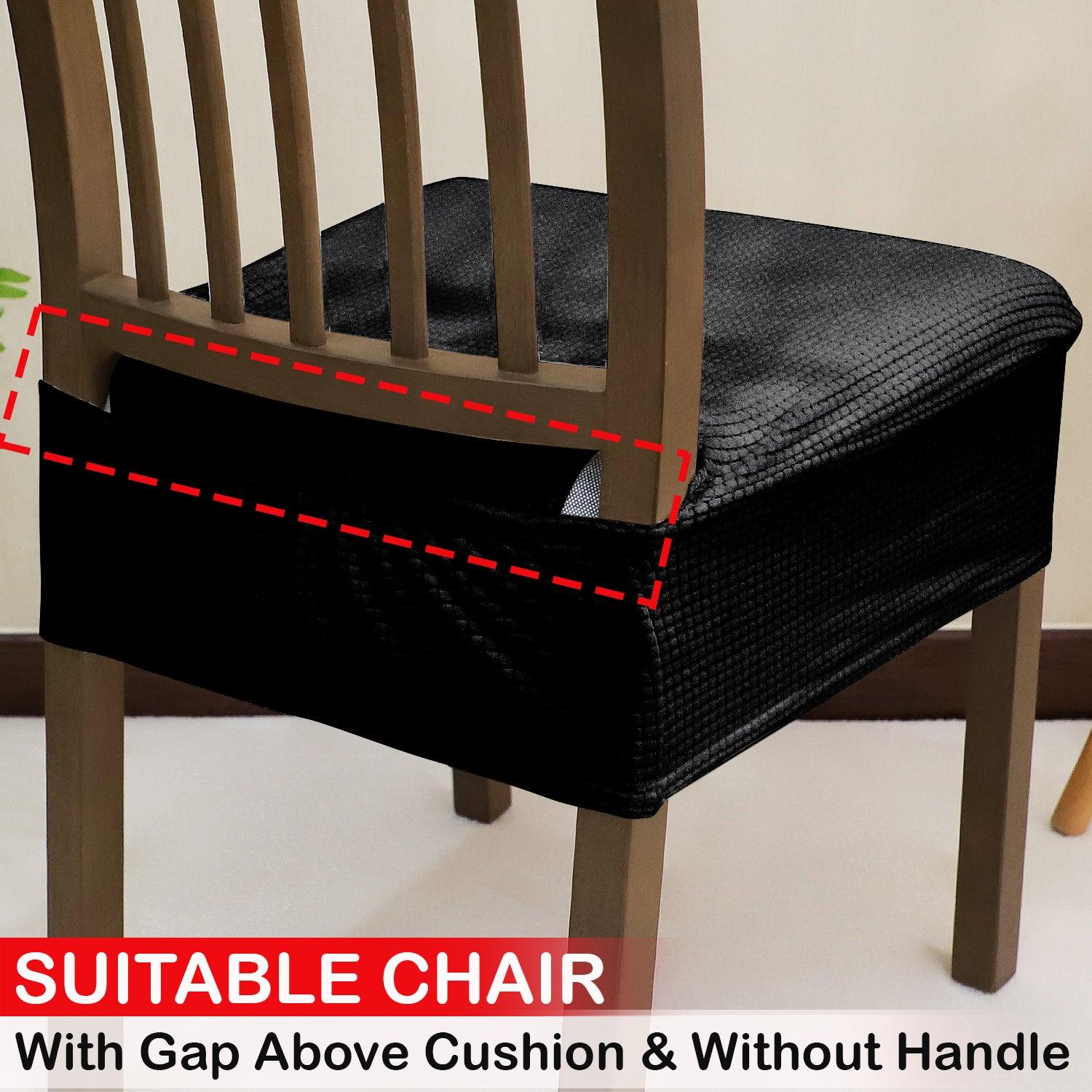 100% Waterproof Jacquard Dining Chair Seat Cushion Cover, Black - HOKIPO | Har Ghar ka Humsafar