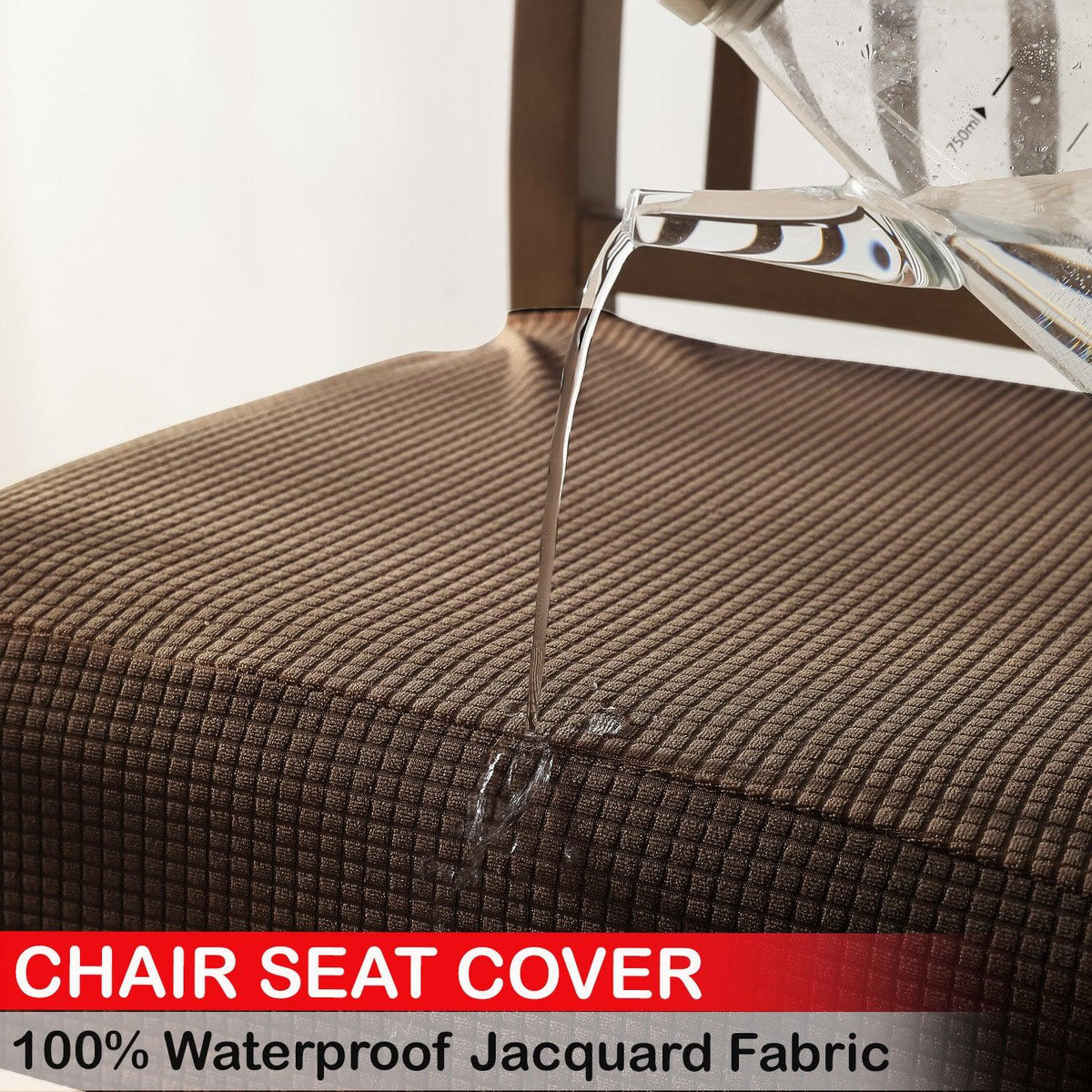 100% Waterproof Jacquard Dining Chair Seat Cushion Cover, Brown - HOKIPO | Har Ghar ka Humsafar