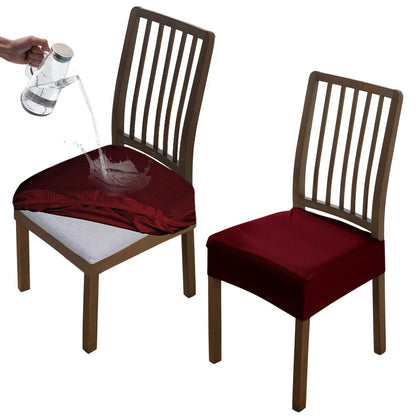 100% Waterproof Jacquard Dining Chair Seat Cushion Cover, Burgundy - HOKIPO | Har Ghar ka Humsafar