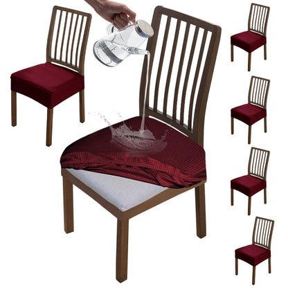 100% Waterproof Jacquard Dining Chair Seat Cushion Cover, Burgundy - HOKIPO | Har Ghar ka Humsafar