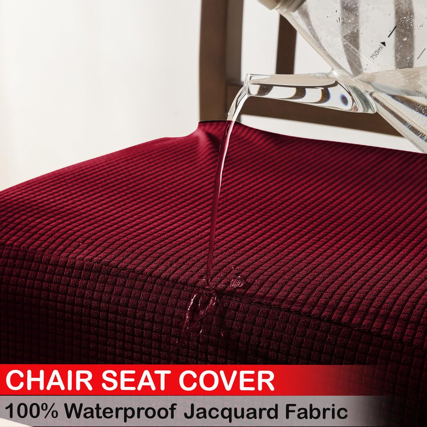 100% Waterproof Jacquard Dining Chair Seat Cushion Cover, Burgundy - HOKIPO | Har Ghar ka Humsafar