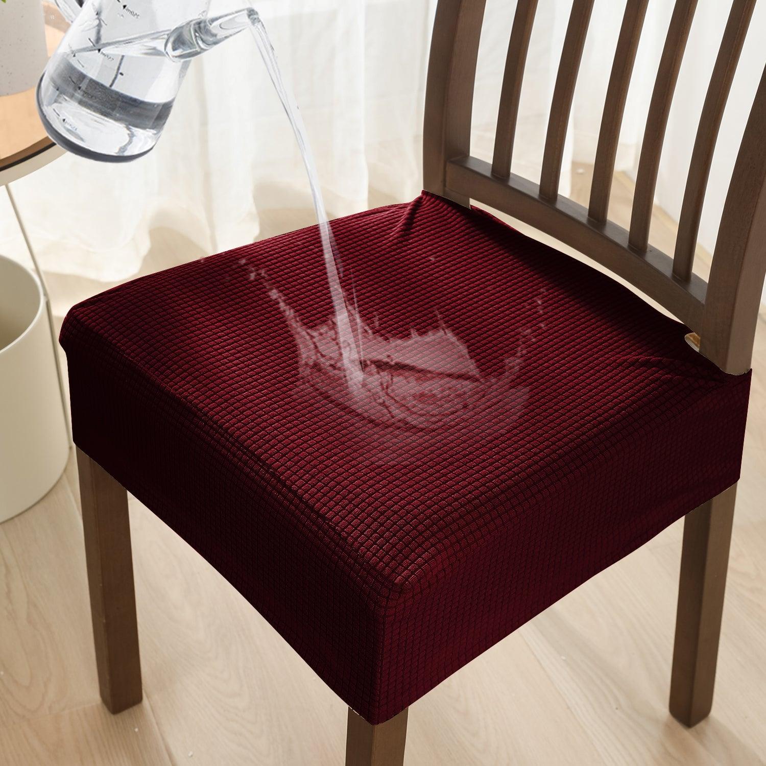 100% Waterproof Jacquard Dining Chair Seat Cushion Cover, Burgundy - HOKIPO | Har Ghar ka Humsafar