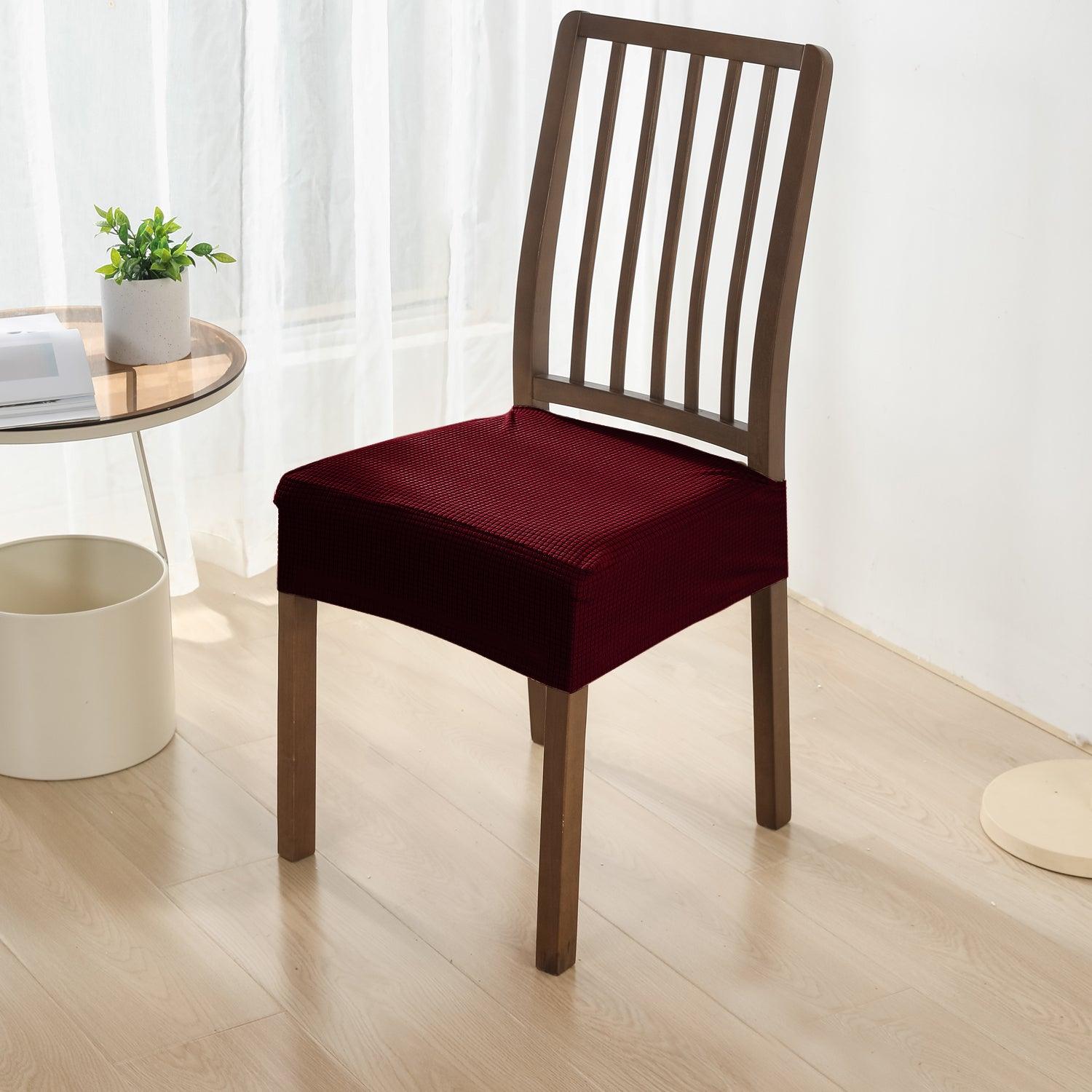 100% Waterproof Jacquard Dining Chair Seat Cushion Cover, Burgundy - HOKIPO | Har Ghar ka Humsafar