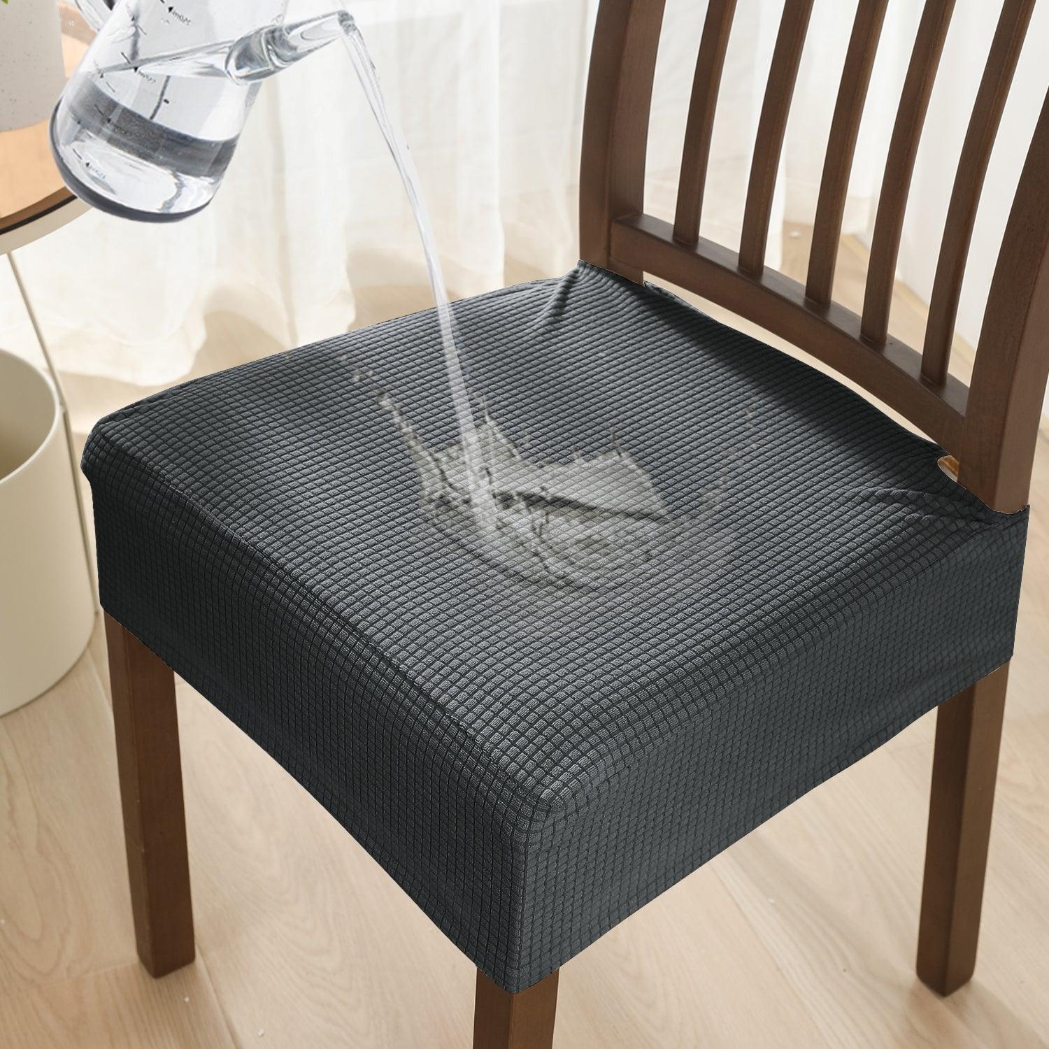 100% Waterproof Jacquard Dining Chair Seat Cushion Cover, Dark Grey - HOKIPO | Har Ghar ka Humsafar