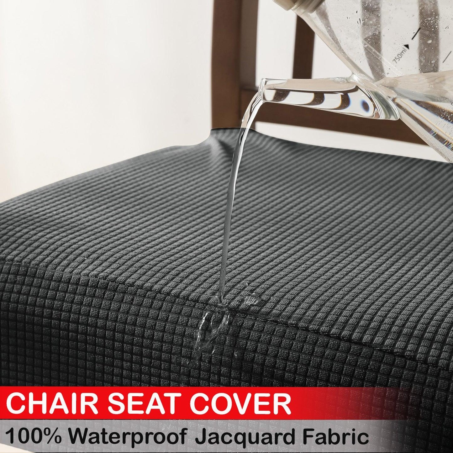 100% Waterproof Jacquard Dining Chair Seat Cushion Cover, Dark Grey - HOKIPO | Har Ghar ka Humsafar