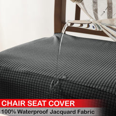 100% Waterproof Jacquard Dining Chair Seat Cushion Cover, Dark Grey - HOKIPO | Har Ghar ka Humsafar