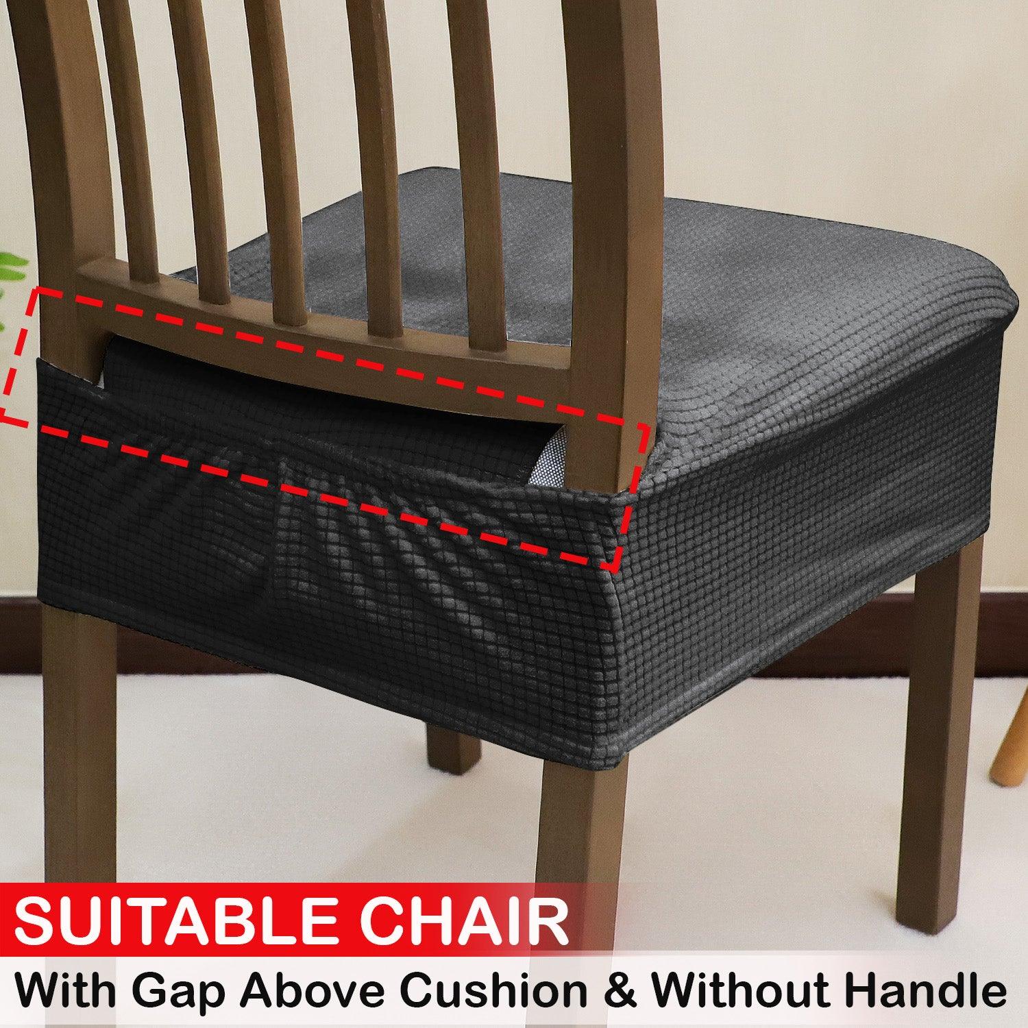 100% Waterproof Jacquard Dining Chair Seat Cushion Cover, Dark Grey - HOKIPO | Har Ghar ka Humsafar