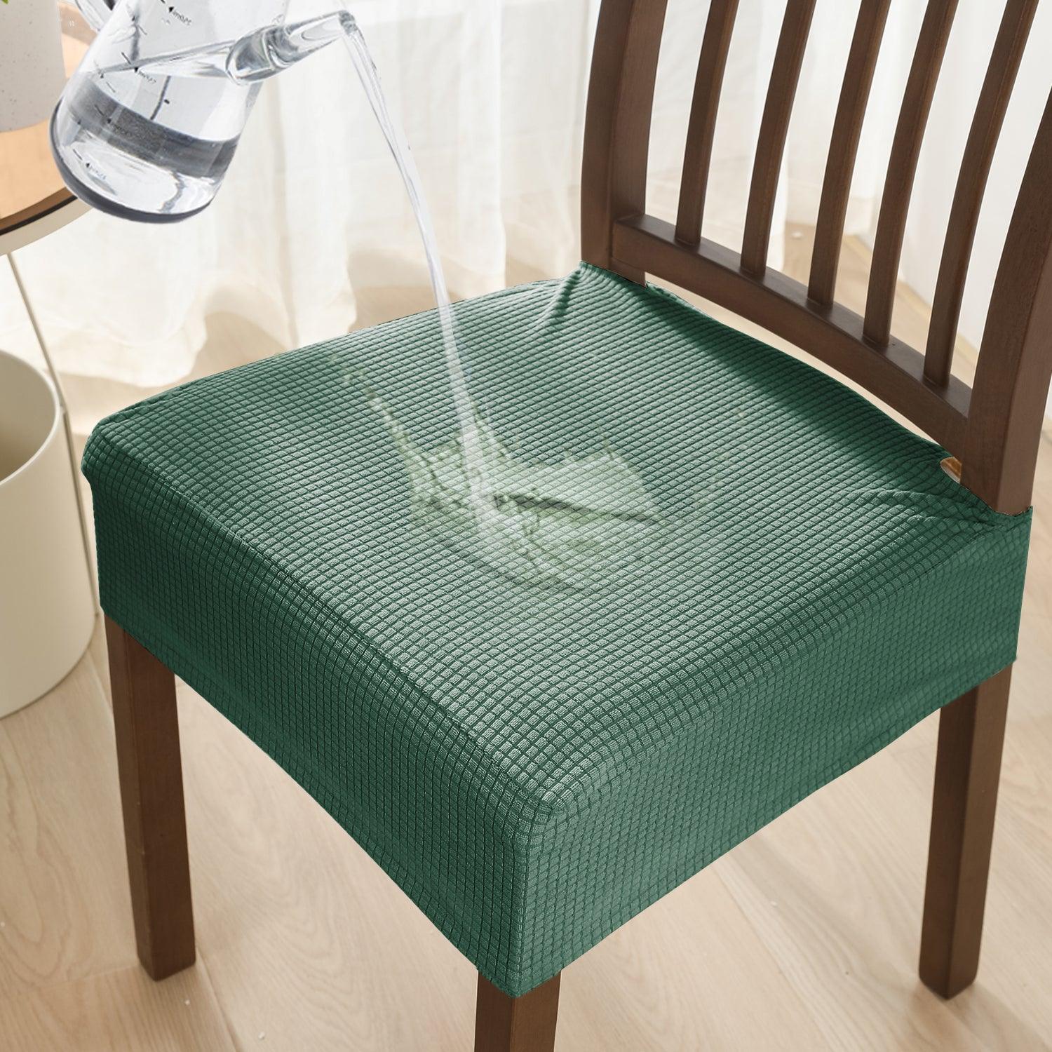 100% Waterproof Jacquard Dining Chair Seat Cushion Cover, Green - HOKIPO | Har Ghar ka Humsafar