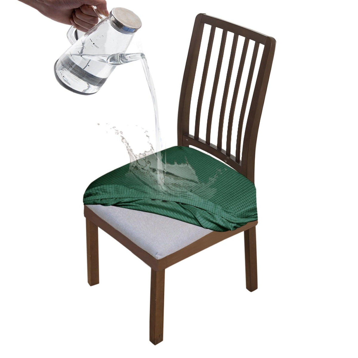 100% Waterproof Jacquard Dining Chair Seat Cushion Cover, Green - HOKIPO | Har Ghar ka Humsafar