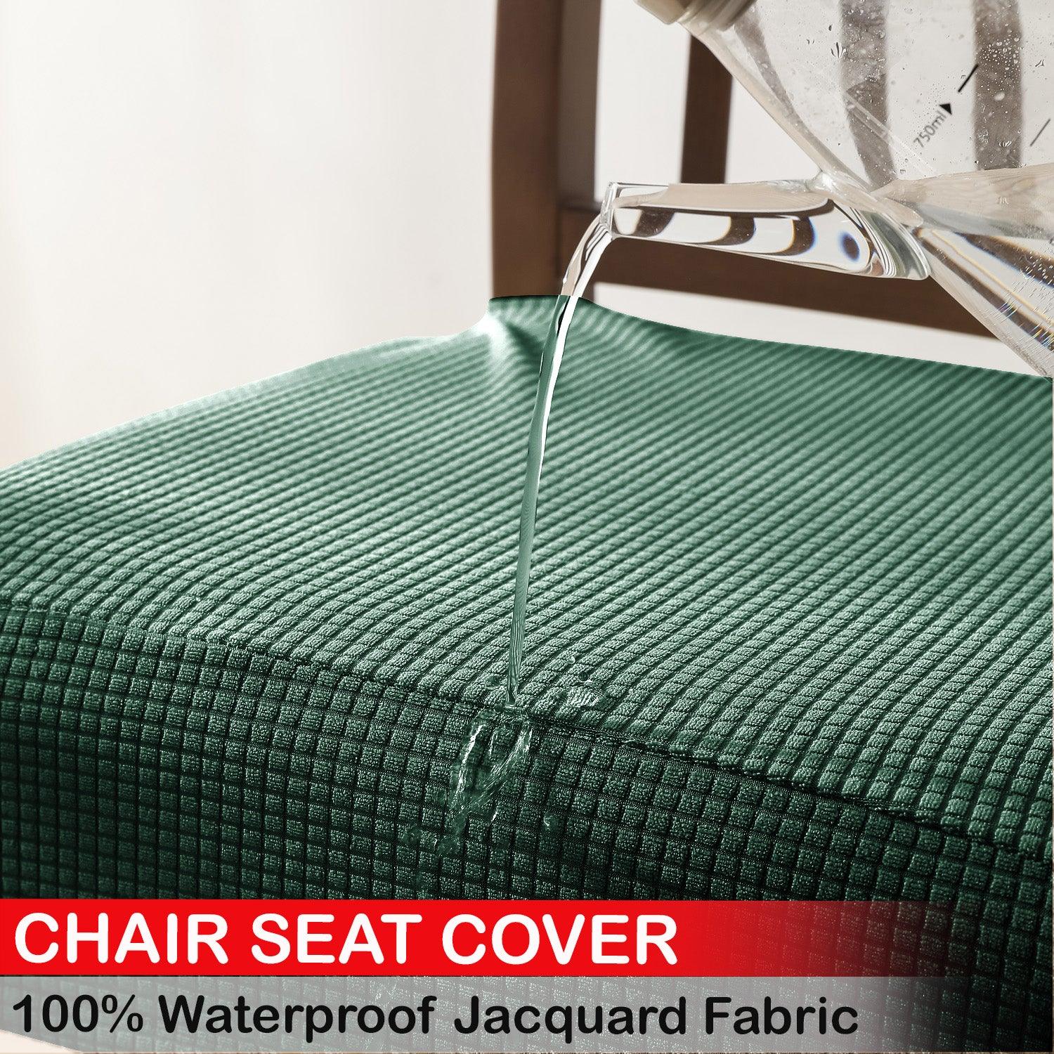 100% Waterproof Jacquard Dining Chair Seat Cushion Cover, Green - HOKIPO | Har Ghar ka Humsafar