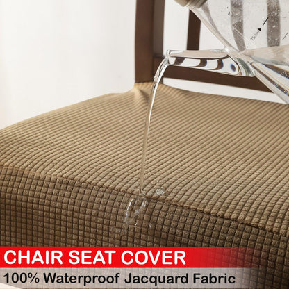 100% Waterproof Jacquard Dining Chair Seat Cushion Cover, Light Brown - HOKIPO | Har Ghar ka Humsafar