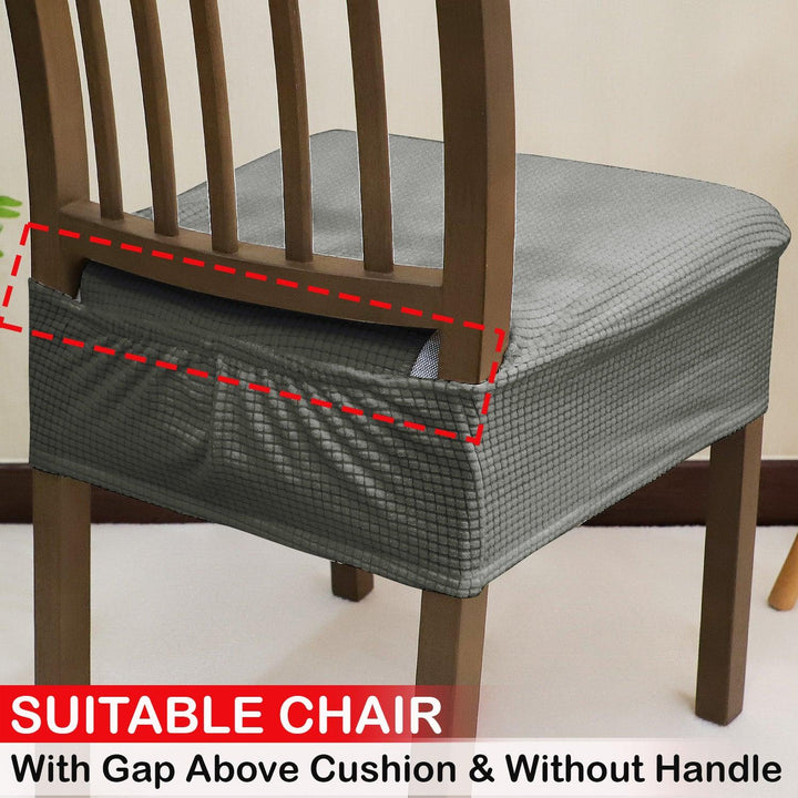 100% Waterproof Jacquard Dining Chair Seat Cushion Cover, Light Grey - HOKIPO | Har Ghar ka Humsafar