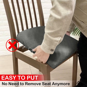 100% Waterproof Jacquard Dining Chair Seat Cushion Cover, Light Grey - HOKIPO | Har Ghar ka Humsafar