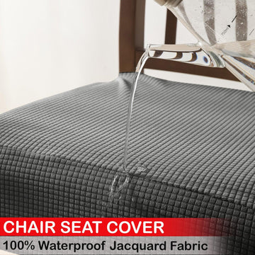 100% Waterproof Jacquard Dining Chair Seat Cushion Cover, Light Grey - HOKIPO | Har Ghar ka Humsafar